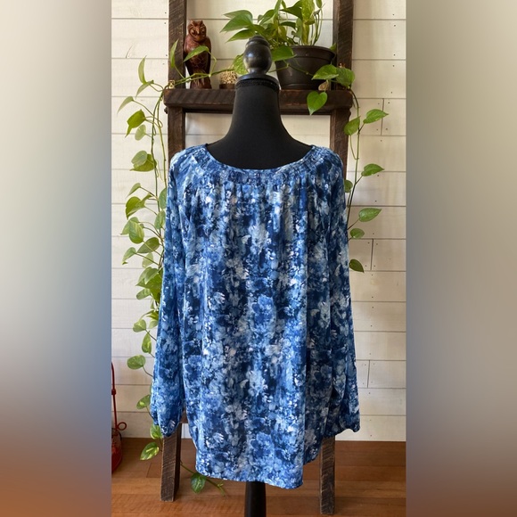 CJ. Banks: Blue Boho Peasant Style Blouse - Picture 11 of 16